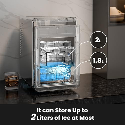 Clear Ice Cube Makers, 26Lbs/24H, Portable Countertop, Self-Cleaning, Black T38104