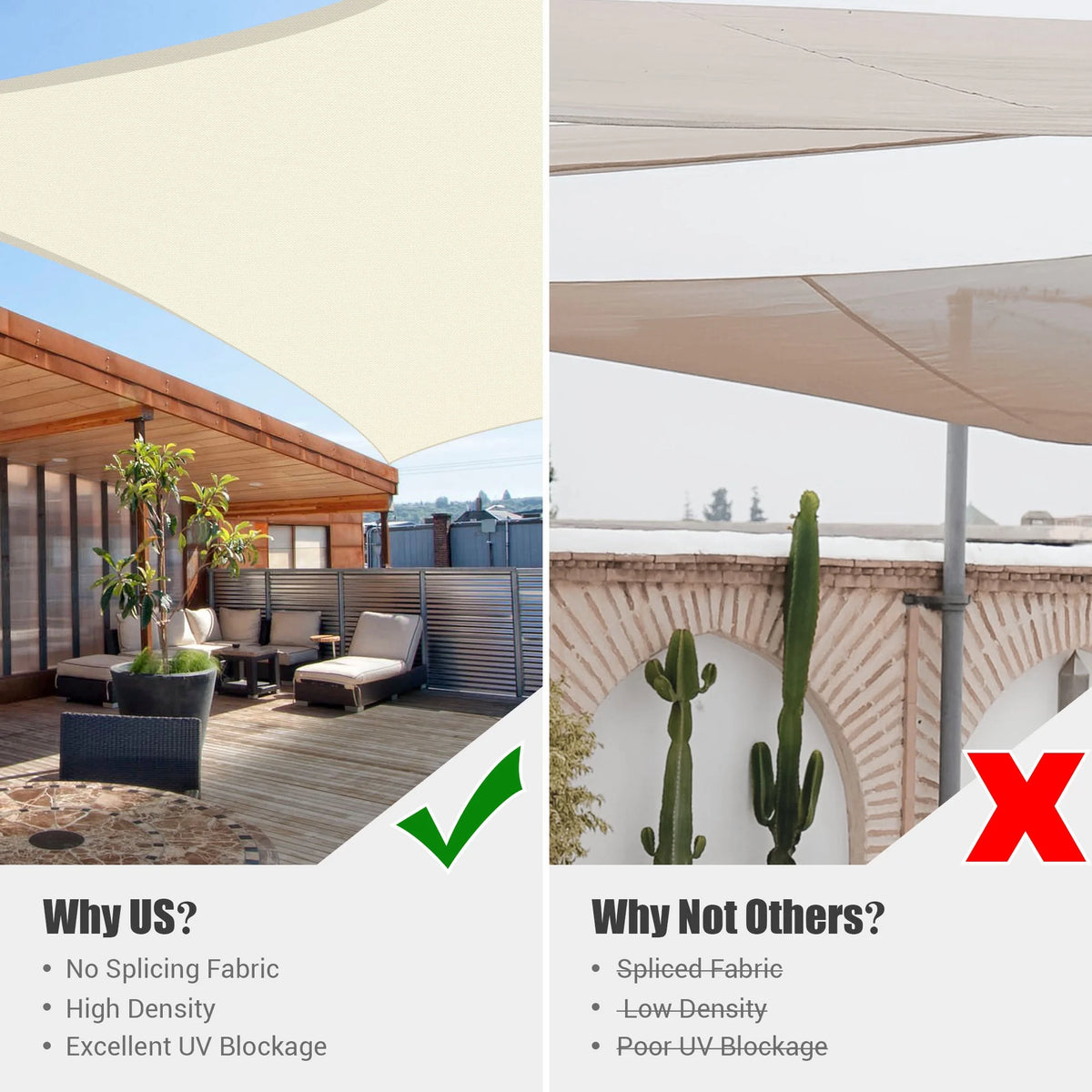 Off White Rectangle Sun Shade Sail Canopy U218