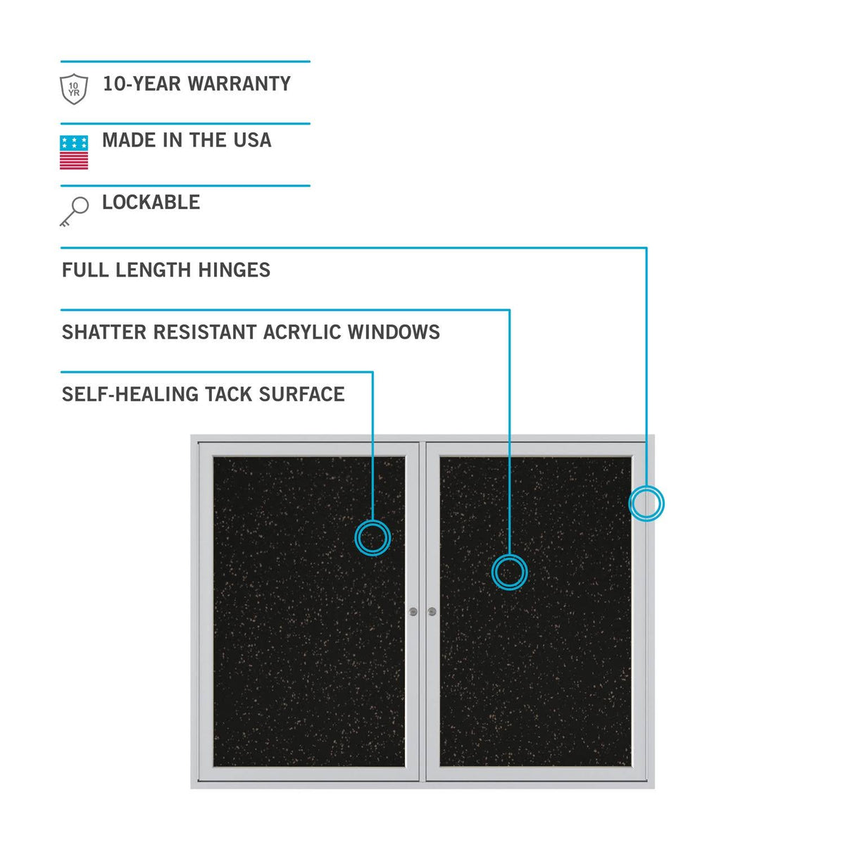 Tan Speckled 1-Door Enclosed Bulletin Board E715173