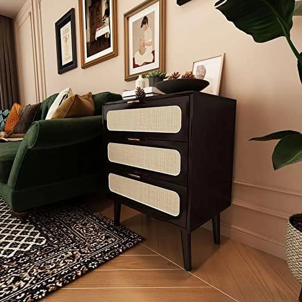 2 Sets of Rattan 3 Drawer Wood Dresser S266865