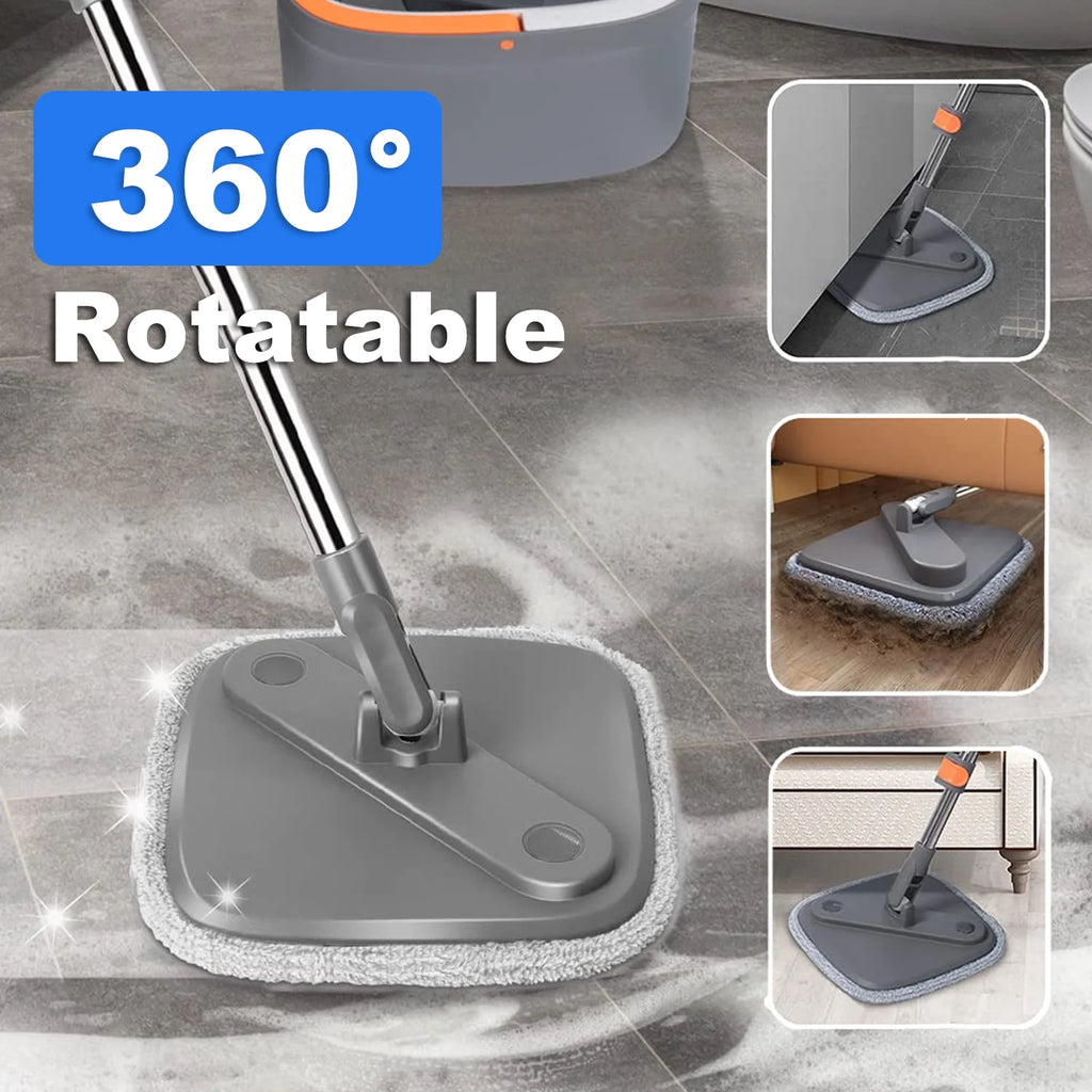 6 Packs Spin Mop and Bucket Set with Self Wringing 360° Rotating Square Mop-Head Q1667
