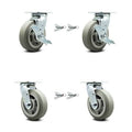 6" Thermoplastic Rubber Caster with Top Brake and BSL V2187