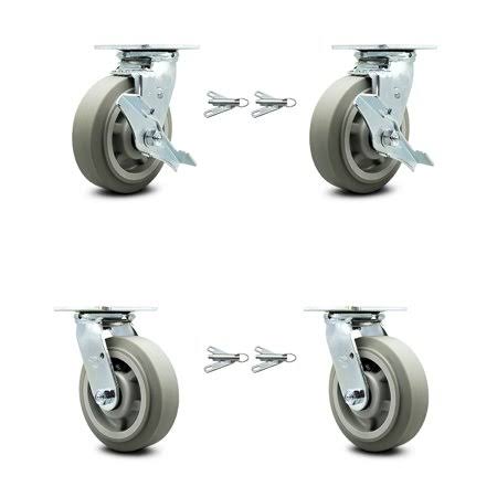 6" Thermoplastic Rubber Caster with Top Brake and BSL V2187