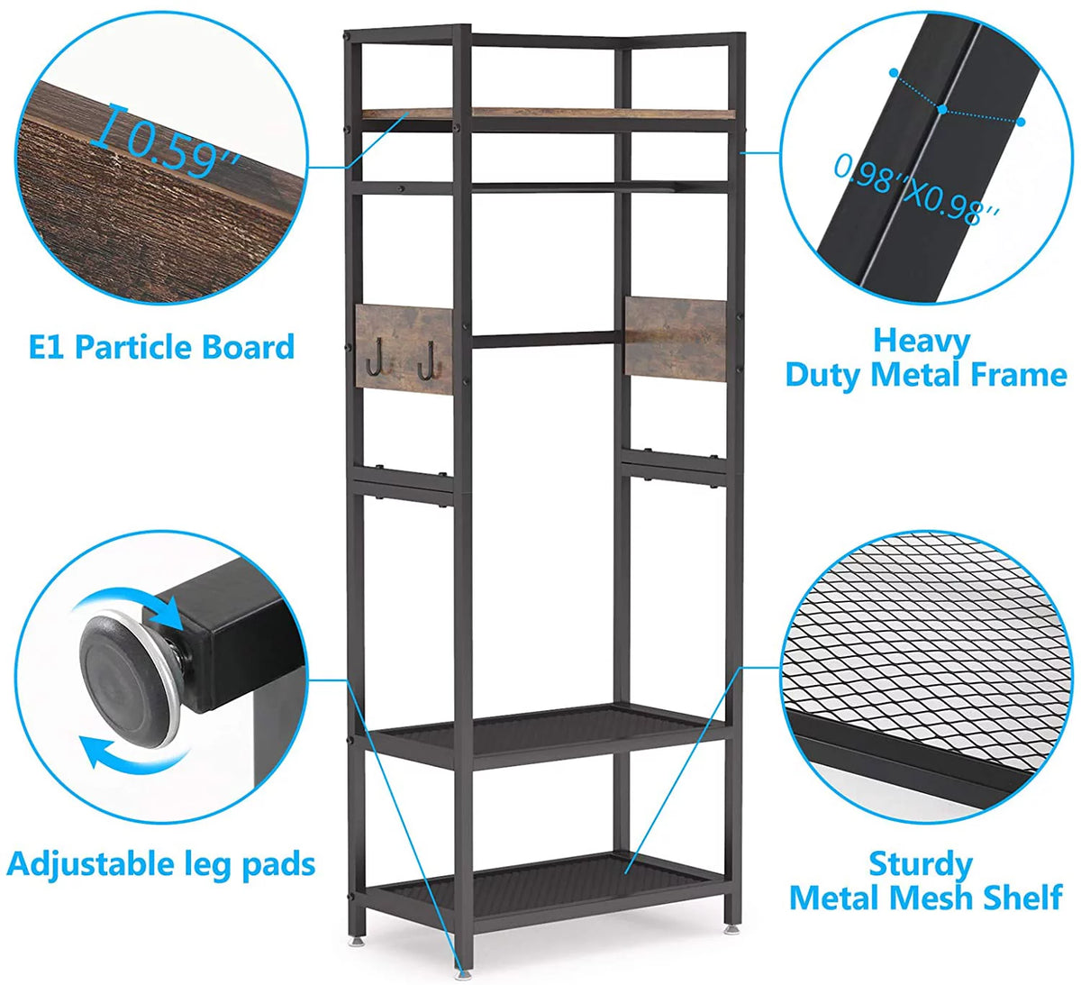 Small Heavy Duty Clothes Rack with Shelf and Hanging Rod S400120
