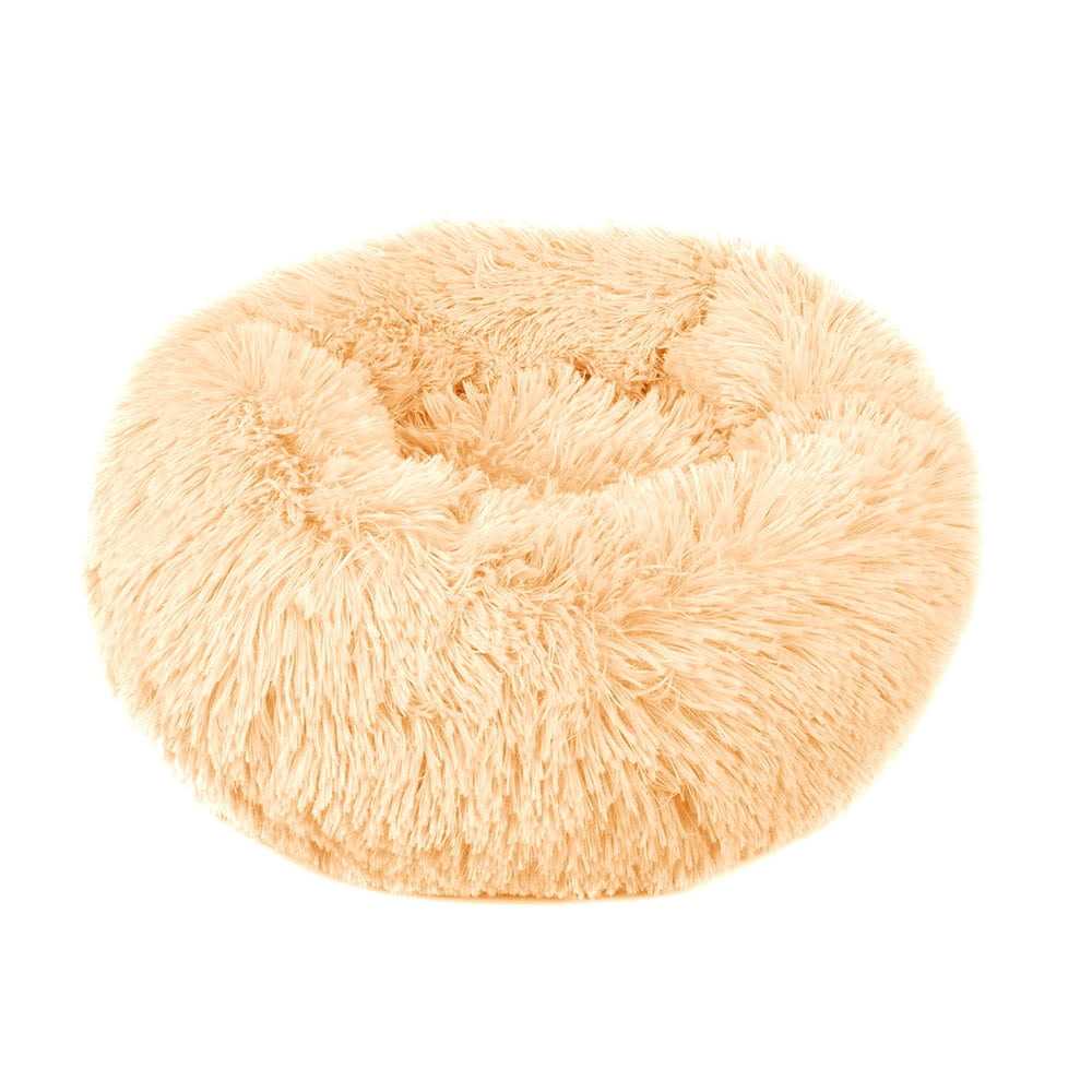 Round Plush Donut Pet Bed Warm Fur Cuddler Cushion Bed Non-Slip D35089