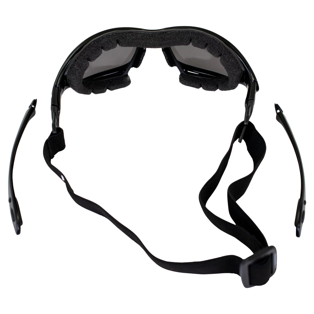 2 Pairs Padded Motorcycle Glasses Convertible to Goggles Shatterproof UV400 Black T15032