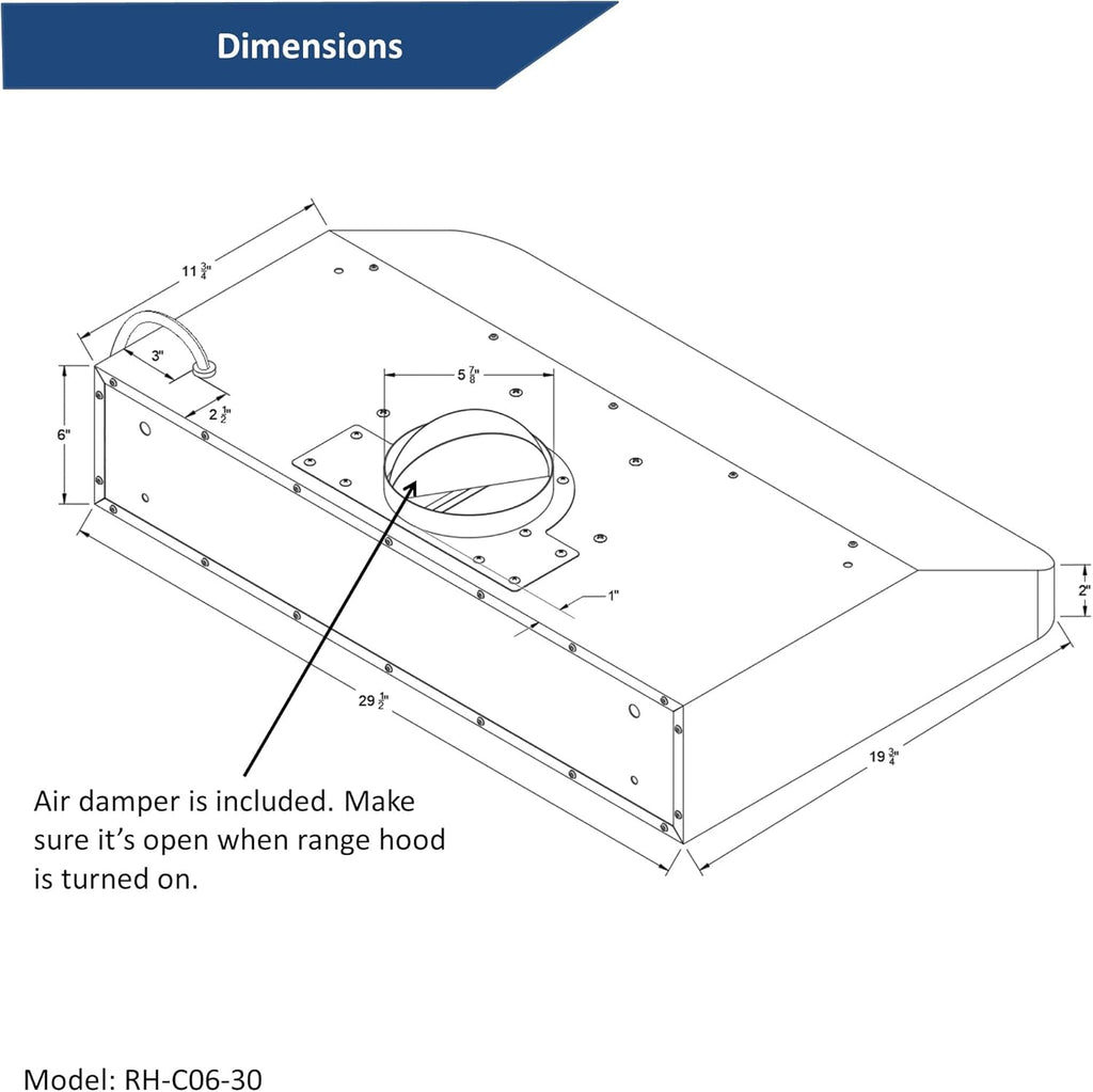 Stainless Steel Under Cabinet Range Hood with 2 LED Lights K99012