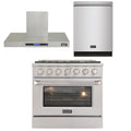 36 in. Natural Gas Range, Range Hood and Dishwasher E1846