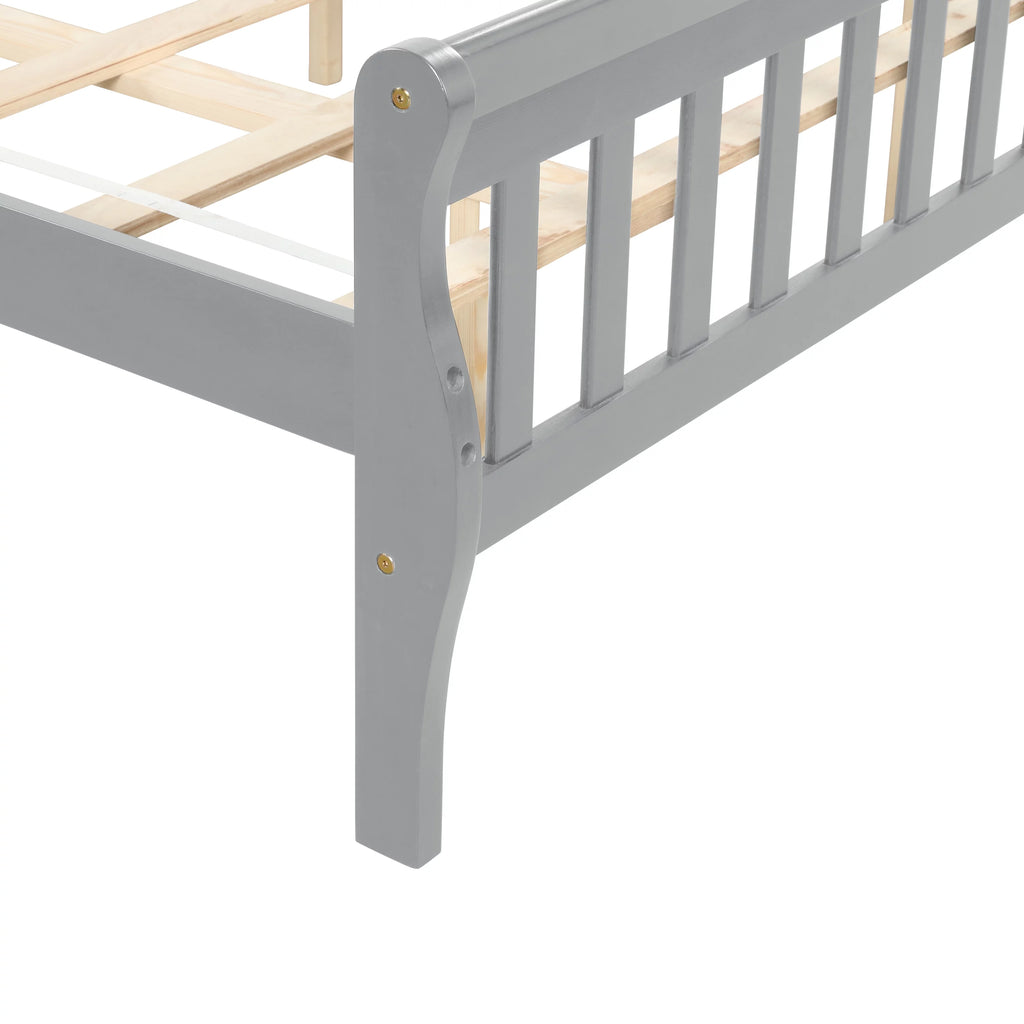 Queen Size Gray Wood Platform Bed Frame with Headboard F13032