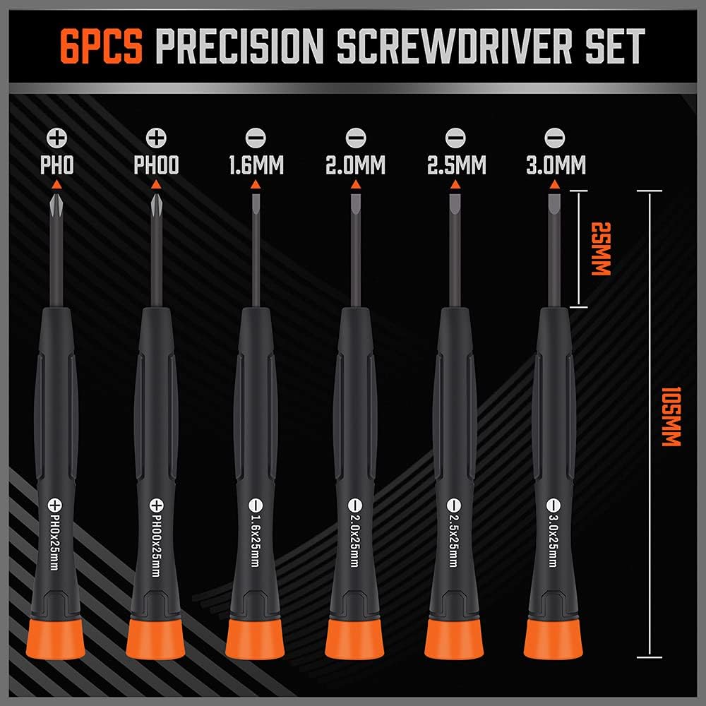6-Piece Magnetic Precision Screwdriver Set, Chrome Vanadium Steel W60224