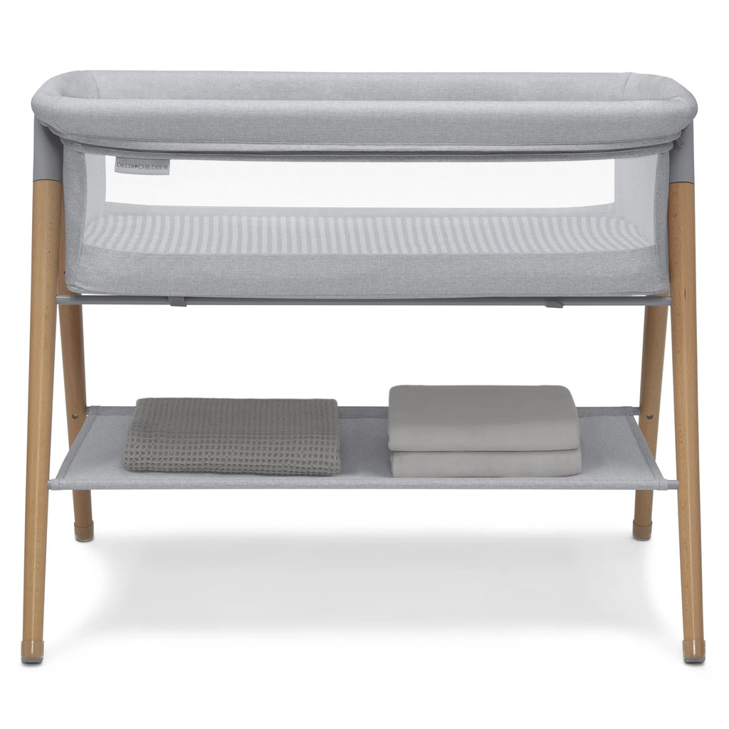 Grey Stripe Bassinet with Breathable Mesh C452983