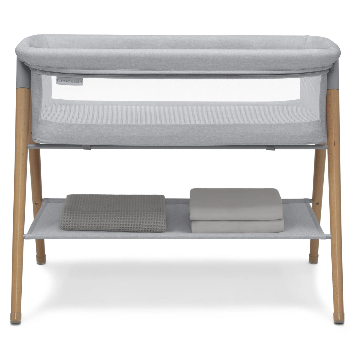 Grey Stripe Bassinet with Breathable Mesh C452983