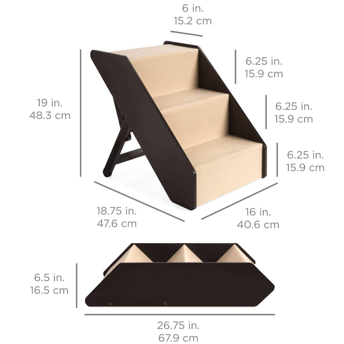 Foldable Adjustable Wooden Pet Stairs N1654
