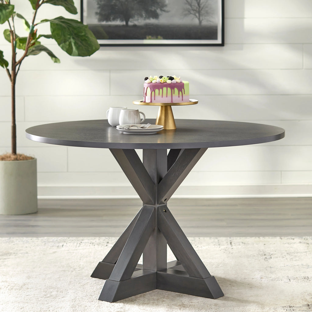Dining Table Whitewash Grey Finish X64047