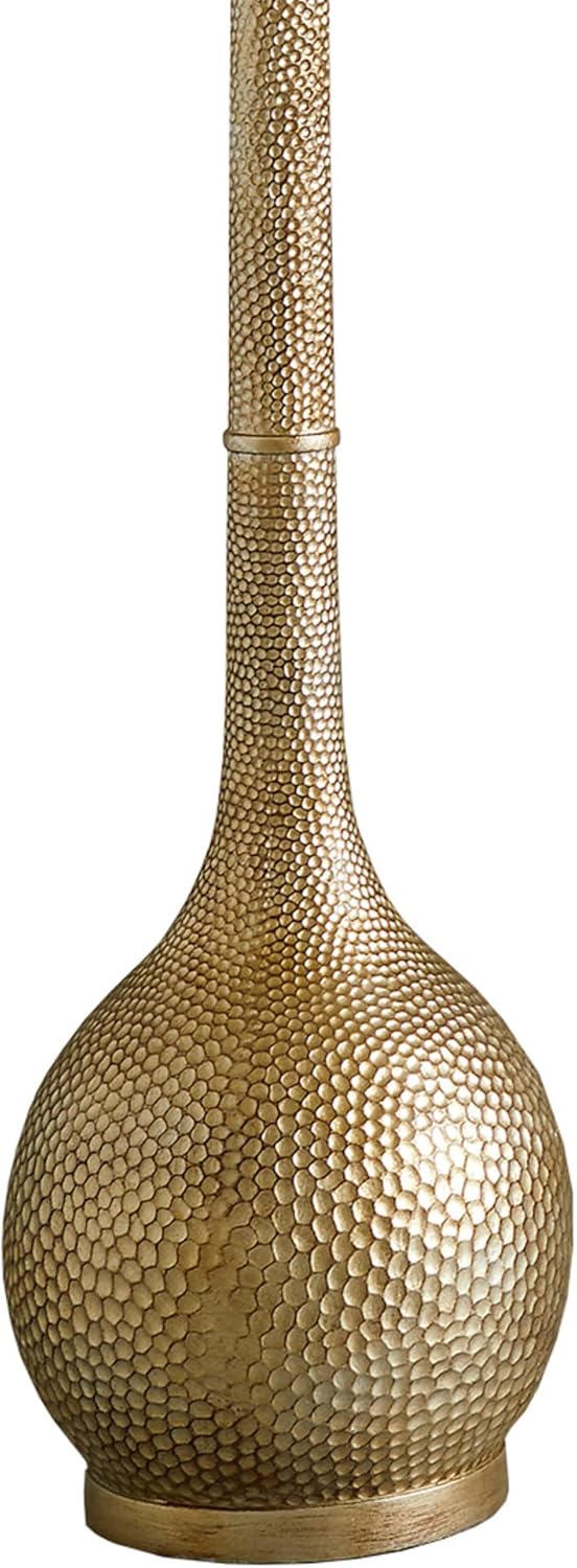 Hammered Metal Floor Lamp with Linen Shade J6957