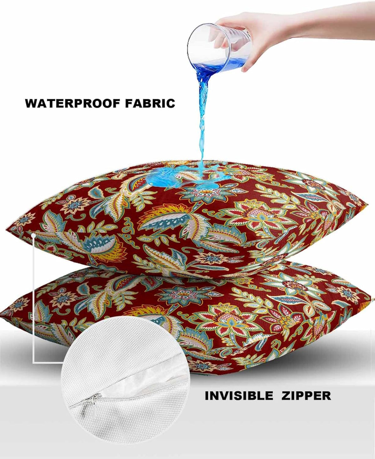 24x24in Set of 2 Polyester Paisley Pattern Throw Pillow Covers N791