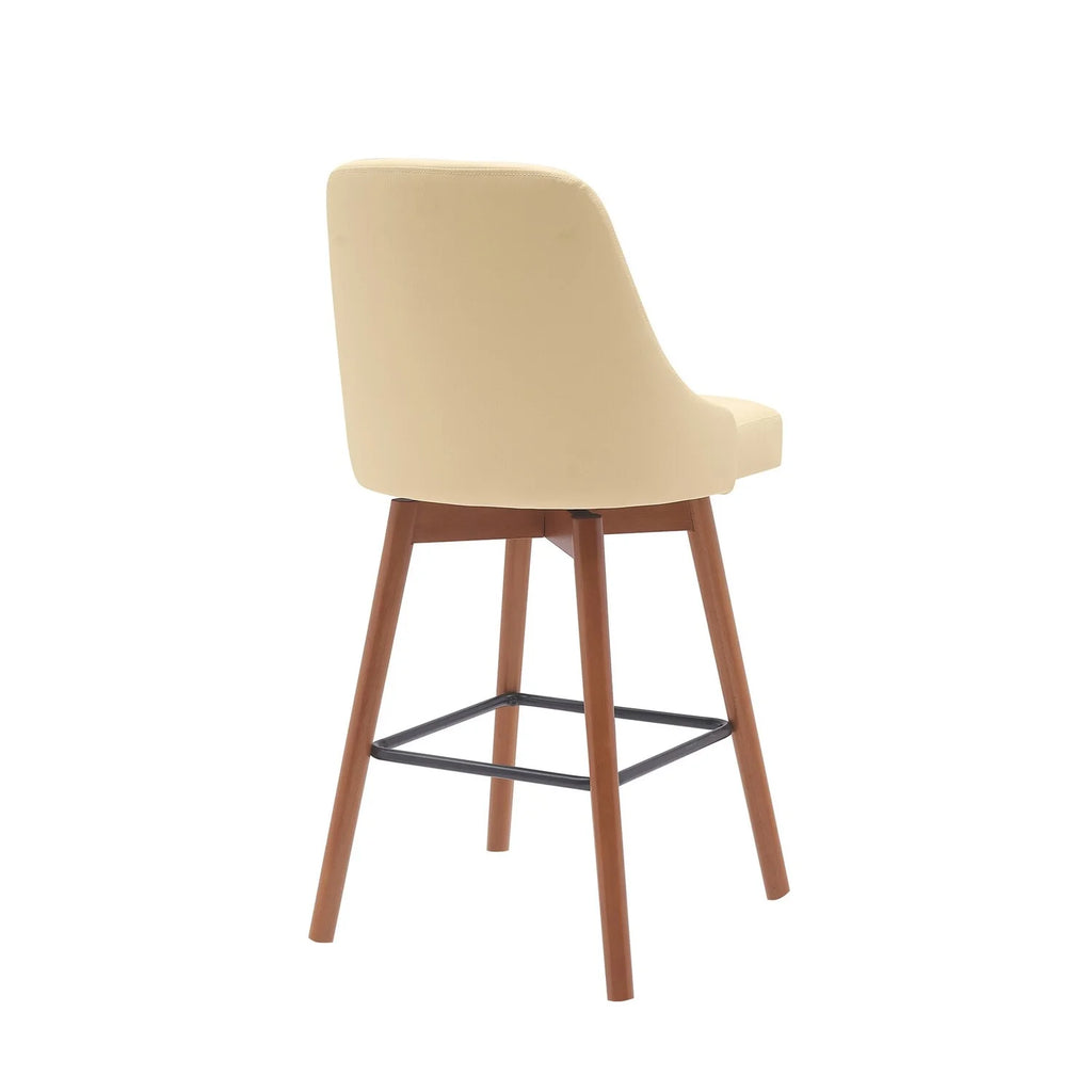 26 Inch Swivel Counter Stool Chair Cream Faux Leather N96702