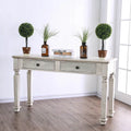 Rustic White 52-inch Solid Wood 2-Drawer Sofa Table O9122