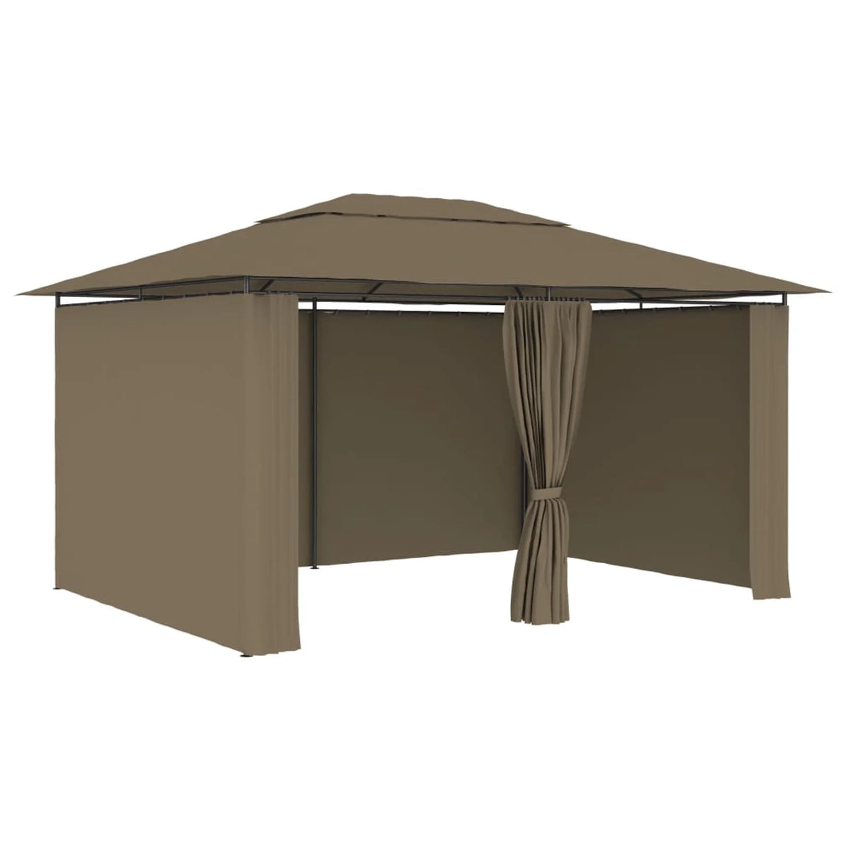Taupe Outdoor Gazebo Canopy with Curtain Fabric Roof Y541380