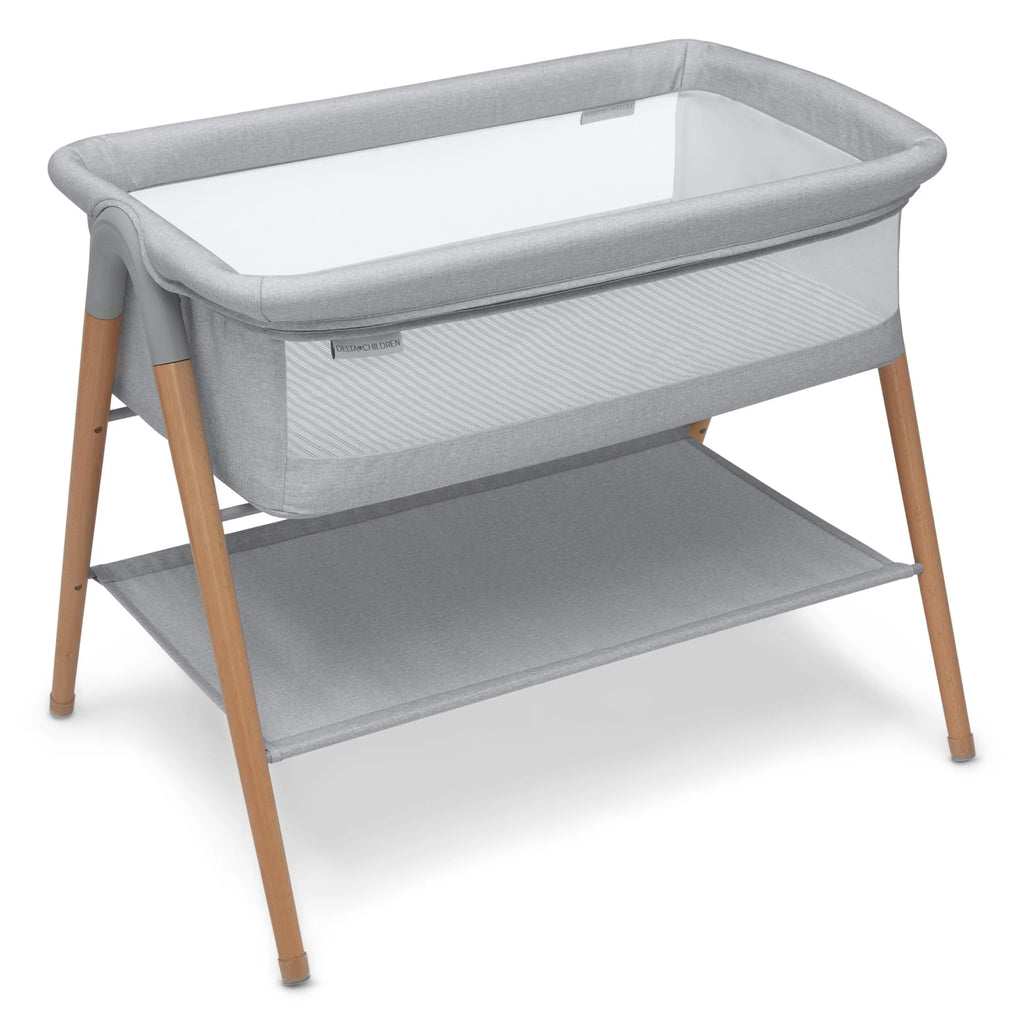 Grey Stripe Bassinet with Breathable Mesh C452983