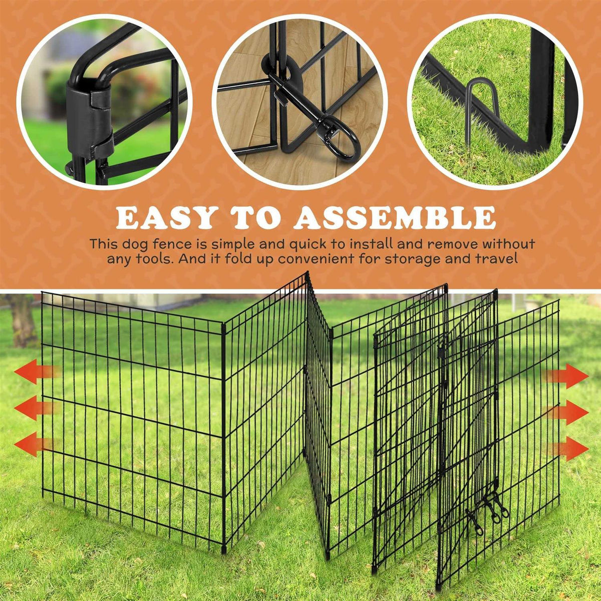 8 Panel Folding Pet Playpen Dog Exercise Pen E2938