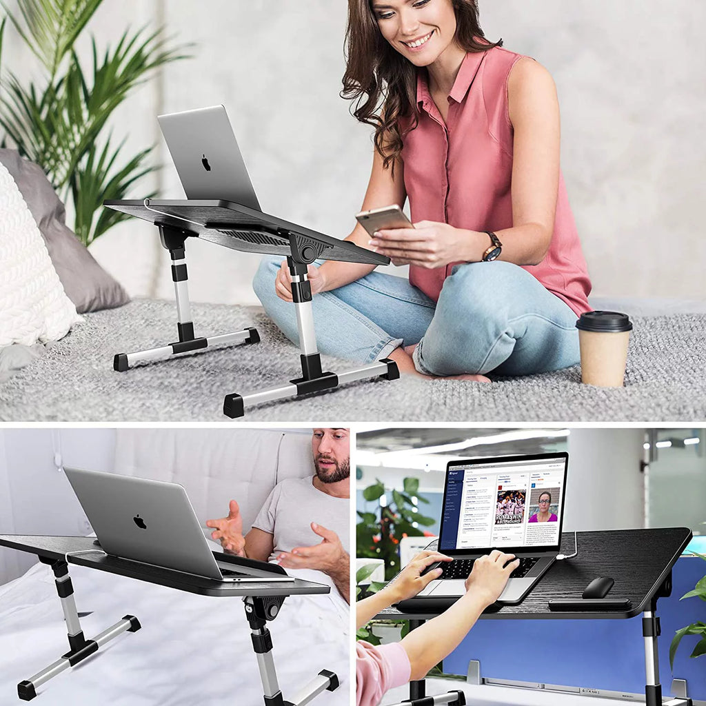 Adjustable Laptop Desk with Cooling Fan (Black) V675