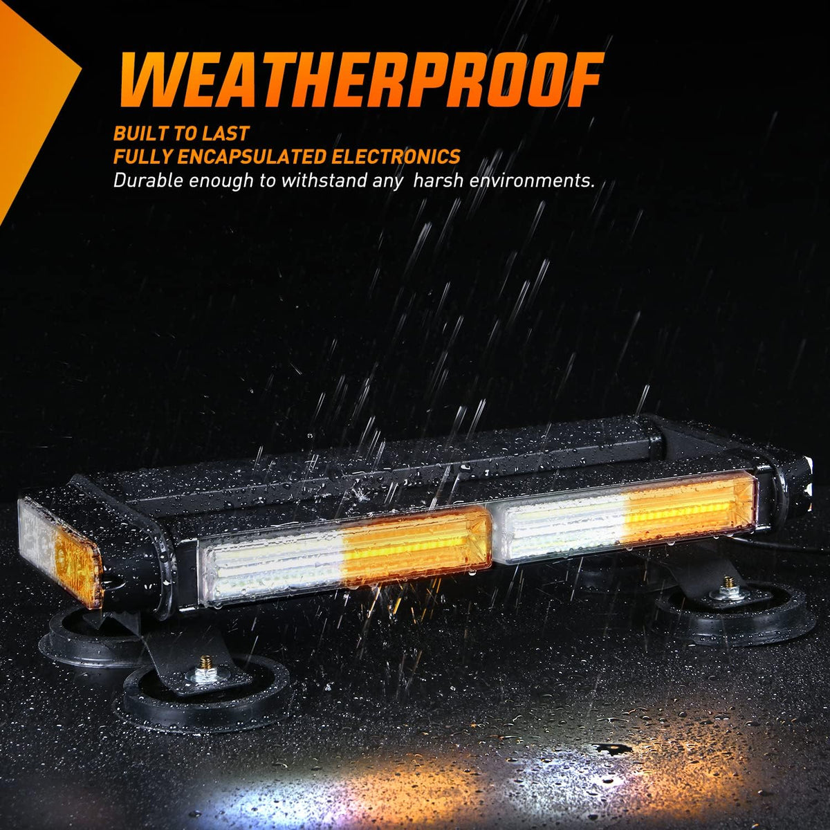 14.5 Amber White COB LED Strobe Light Bar with Magnetic Base S98119