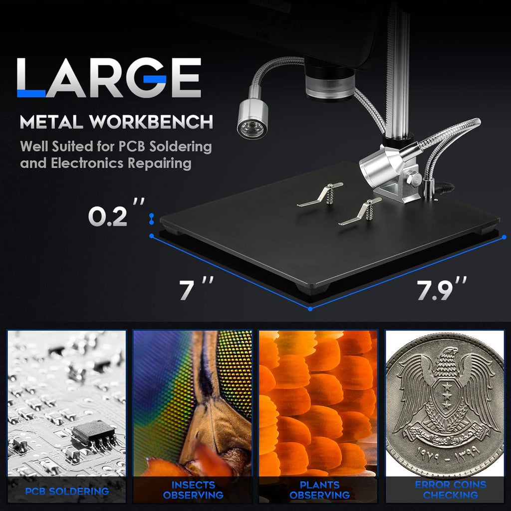 8.5'' Digital Microscope 50X-1300X UHD Video Microscope with 12MP Camera Sensor M761602