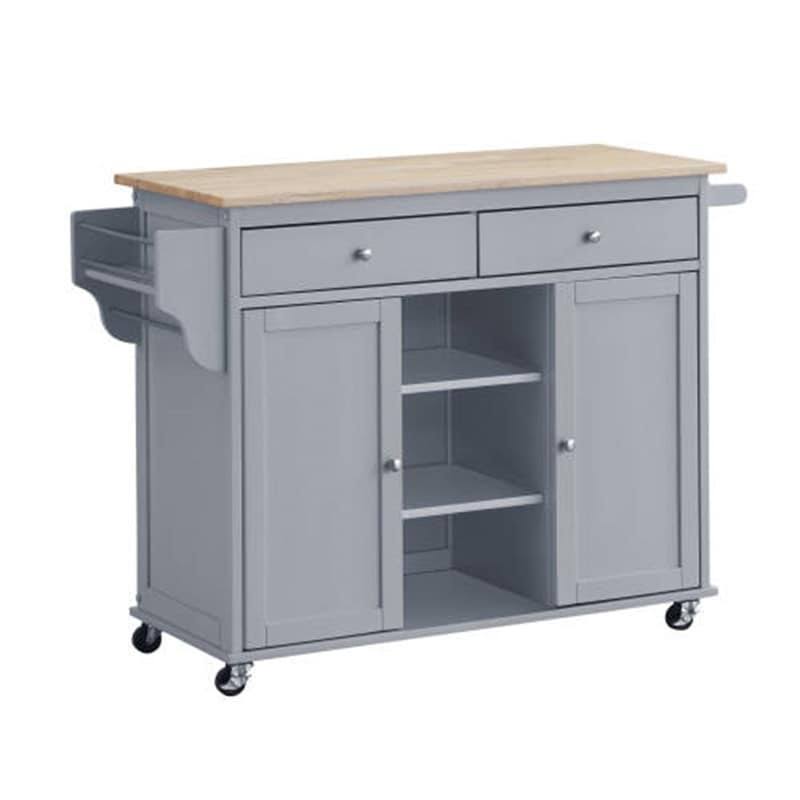 Kitchen Island Storage Cart with Natural Finish Top Z2580