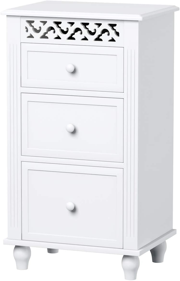 White 3 Drawer Wood Storage Cabinet T299