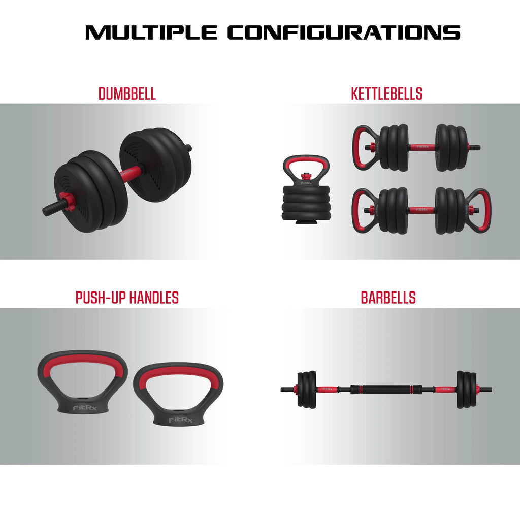 60 lbs. 4-in-1 Adjustable Dumbbell, Barbell, and Kettlebell Weight Set V2063