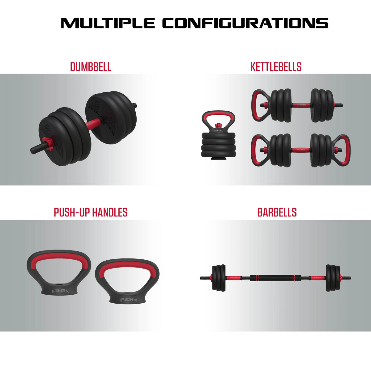 60 lbs. 4-in-1 Adjustable Dumbbell, Barbell, and Kettlebell Weight Set V2063