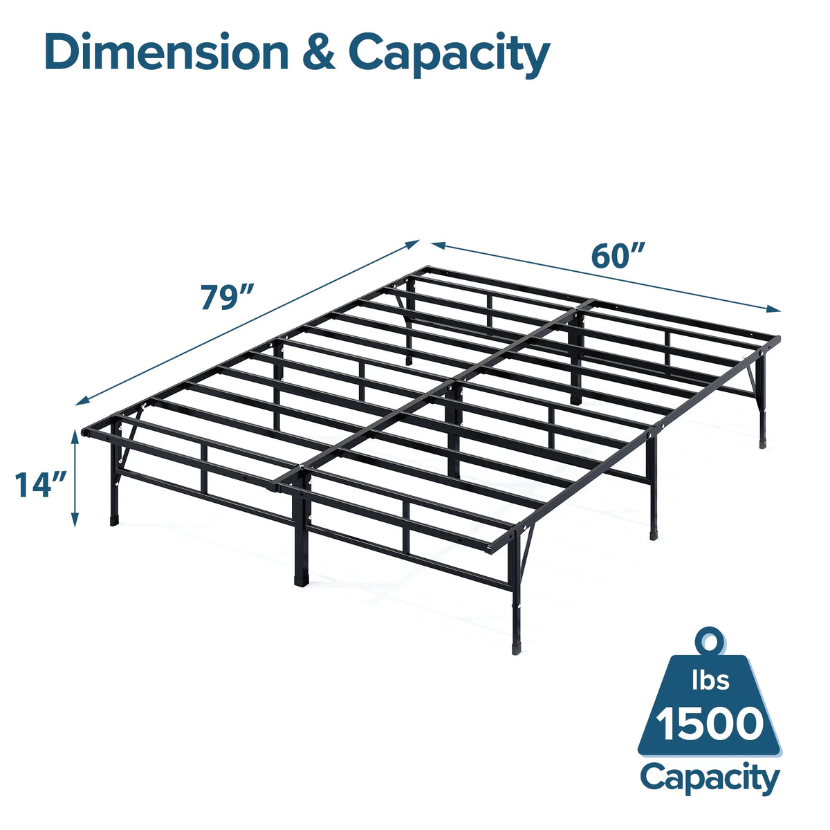 14" Queen Metal Mattress Foundation Bed Frame F74843