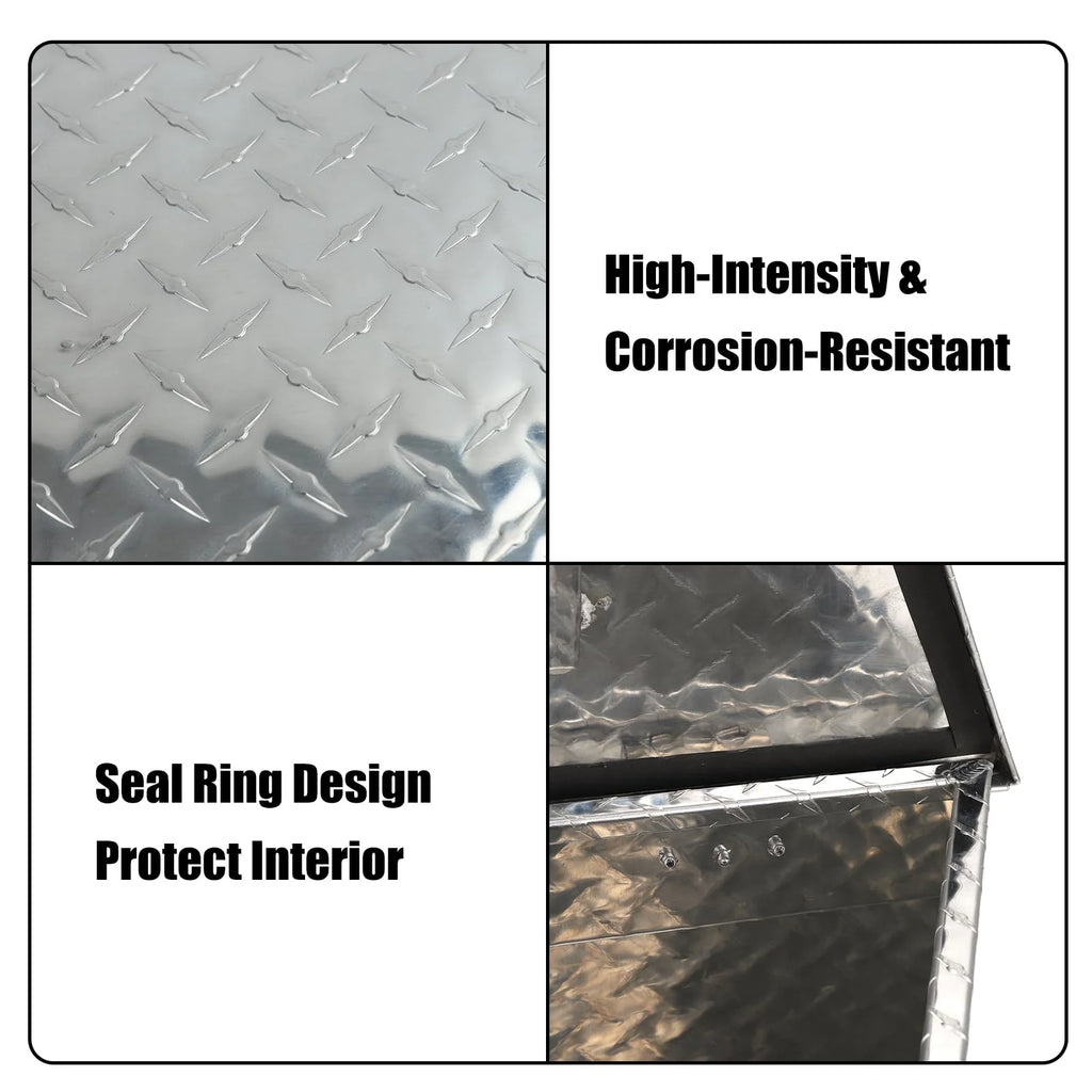 Heavy Duty Aluminum Diamond Plate Trailer Tongue Box with Lock and Keys, Silver, 39 x 16.5 x 12 Inches F3955