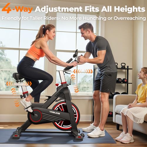 Magnetic Exercise Bike 350 lbs Weight Capacity Indoor Cycling Bike Stationary with Comfortable Seat Cushion Silent Belt Drive H2414