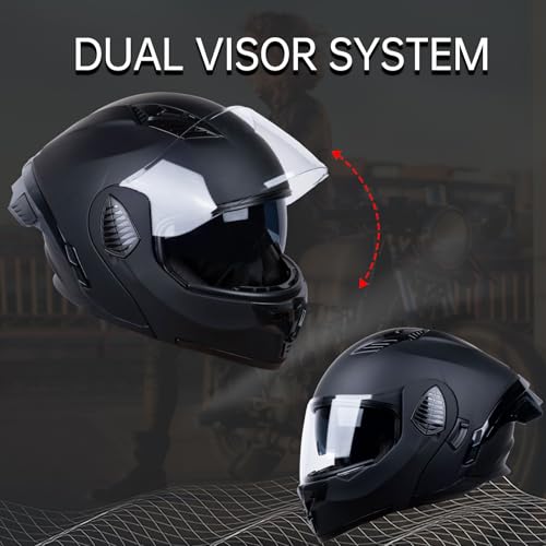 Matt Black Medium Full Face Modular Motorcycle Helmet S45428