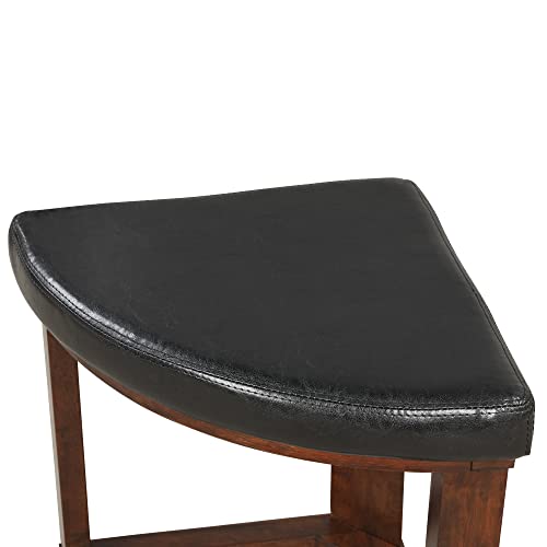 Solid Wood Glass Top Round Coffee Table with 4 Stools L8387