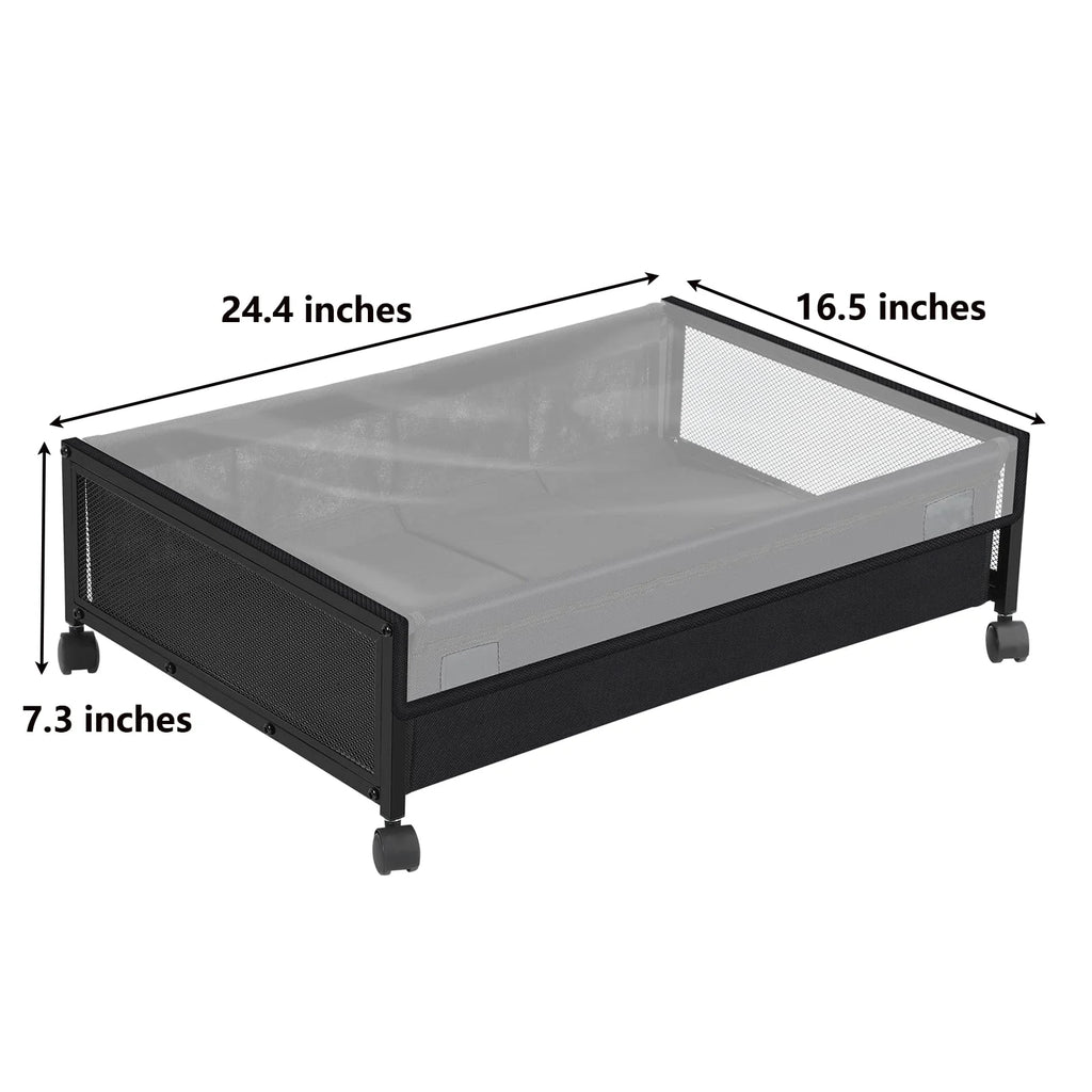 Black 2 Pack Under Bed Storage with Wheels and Lid Q47812