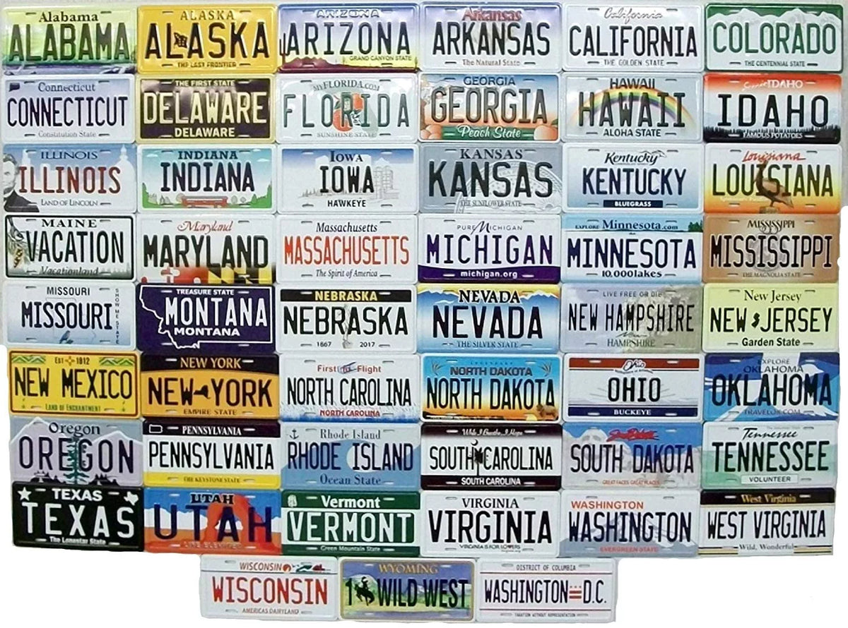 50 State License Plate Metal Fridge Magnets E804