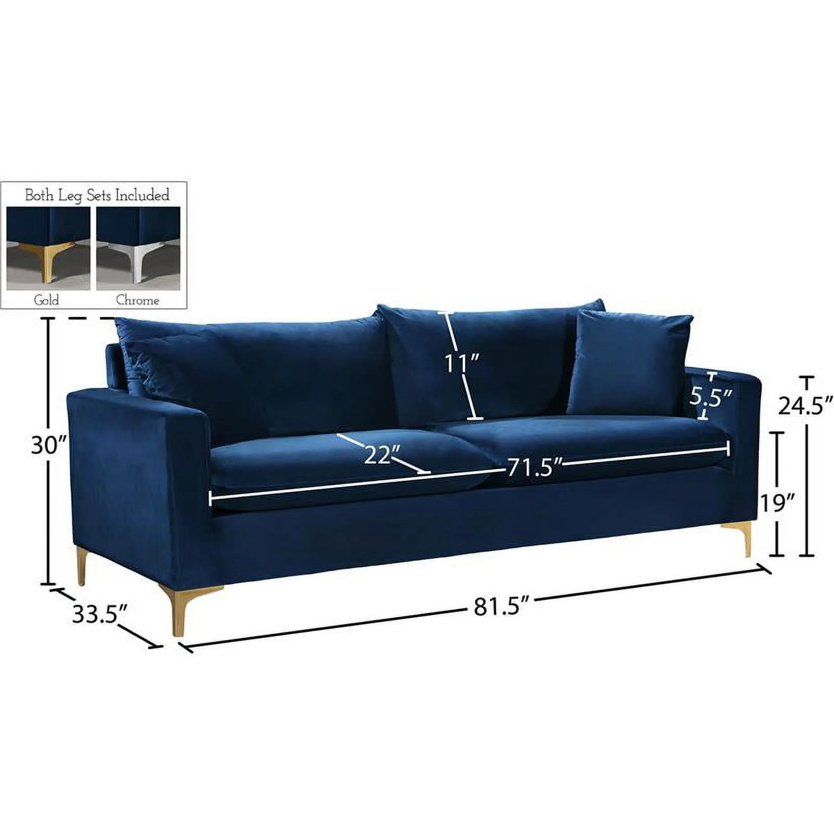 Navy Velvet Sofa M7831