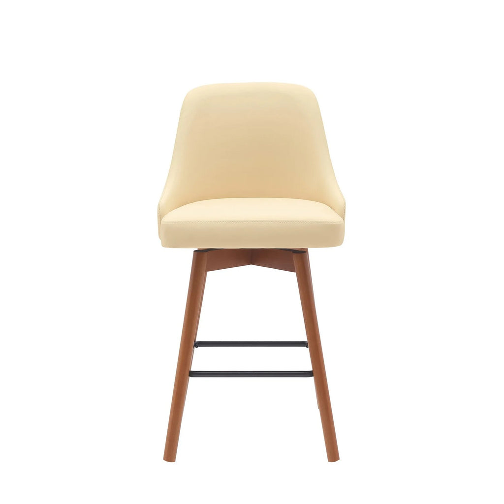 26 Inch Swivel Counter Stool Chair Cream Faux Leather N96702