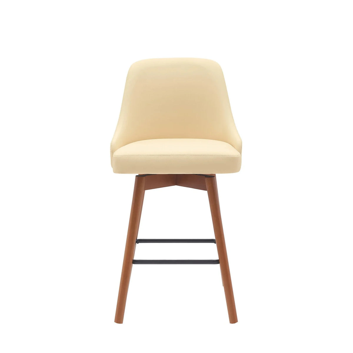 26 Inch Swivel Counter Stool Chair Cream Faux Leather N96702