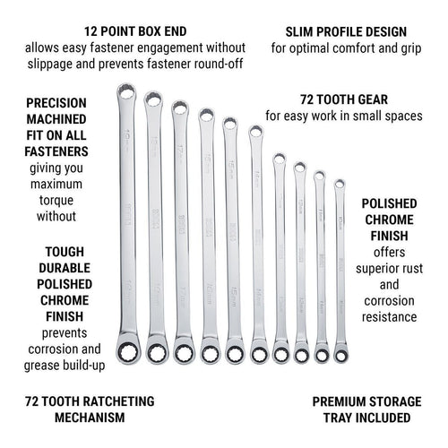 10 Piece Metric Double Box Ratcheting Wrench K503