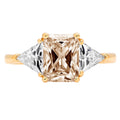 Champagne Simulated Diamond 3 Stone Ring B3936