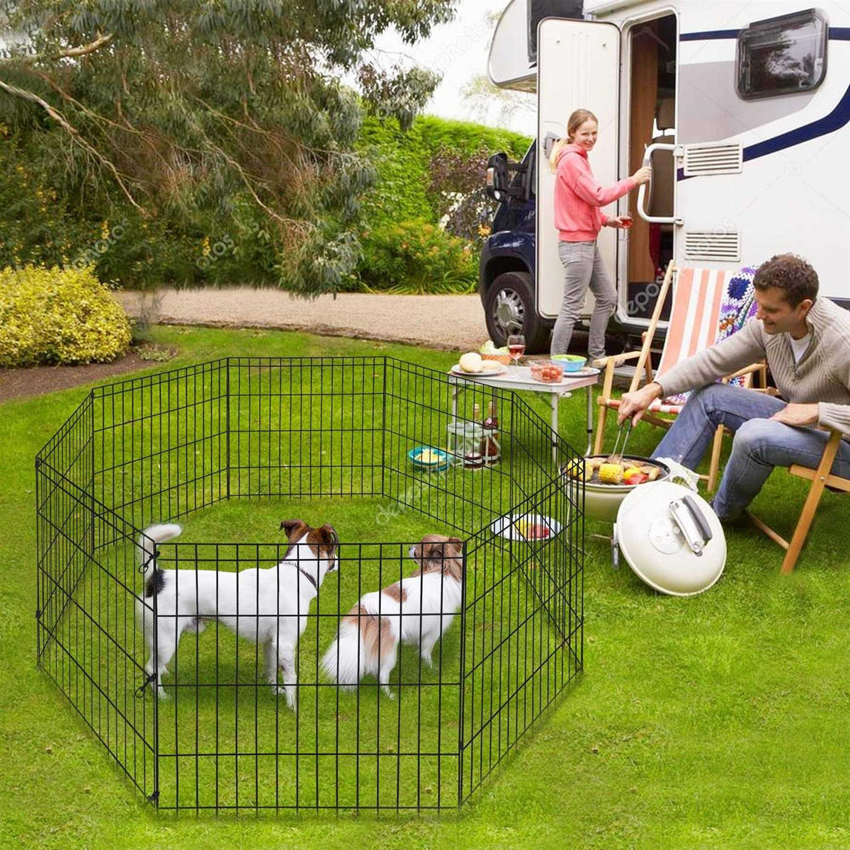 8 Panel Folding Pet Playpen Dog Exercise Pen E2938