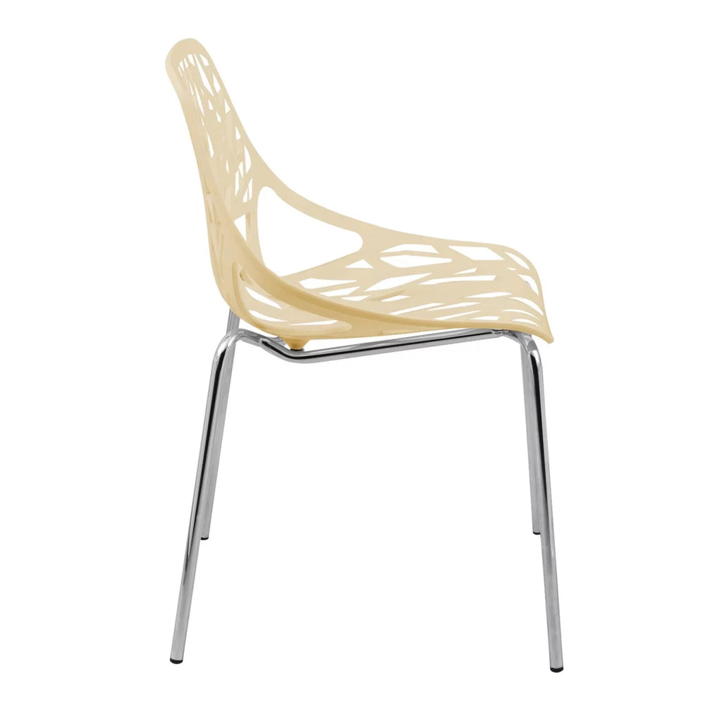Cream Dining Chair with Chromed Legs Set of 4 V129