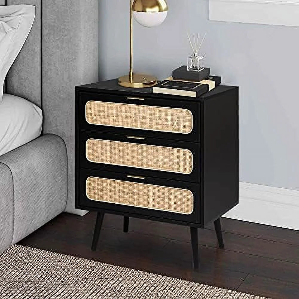 2 Sets of Rattan 3 Drawer Wood Dresser S266865