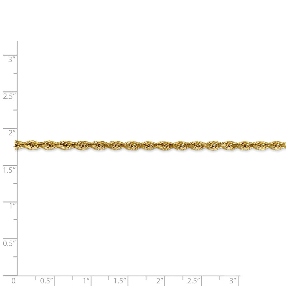 14kt Yellow Gold 3.0mm Semi-Solid Rope Chain 18 inch Lobster Clasp U61438