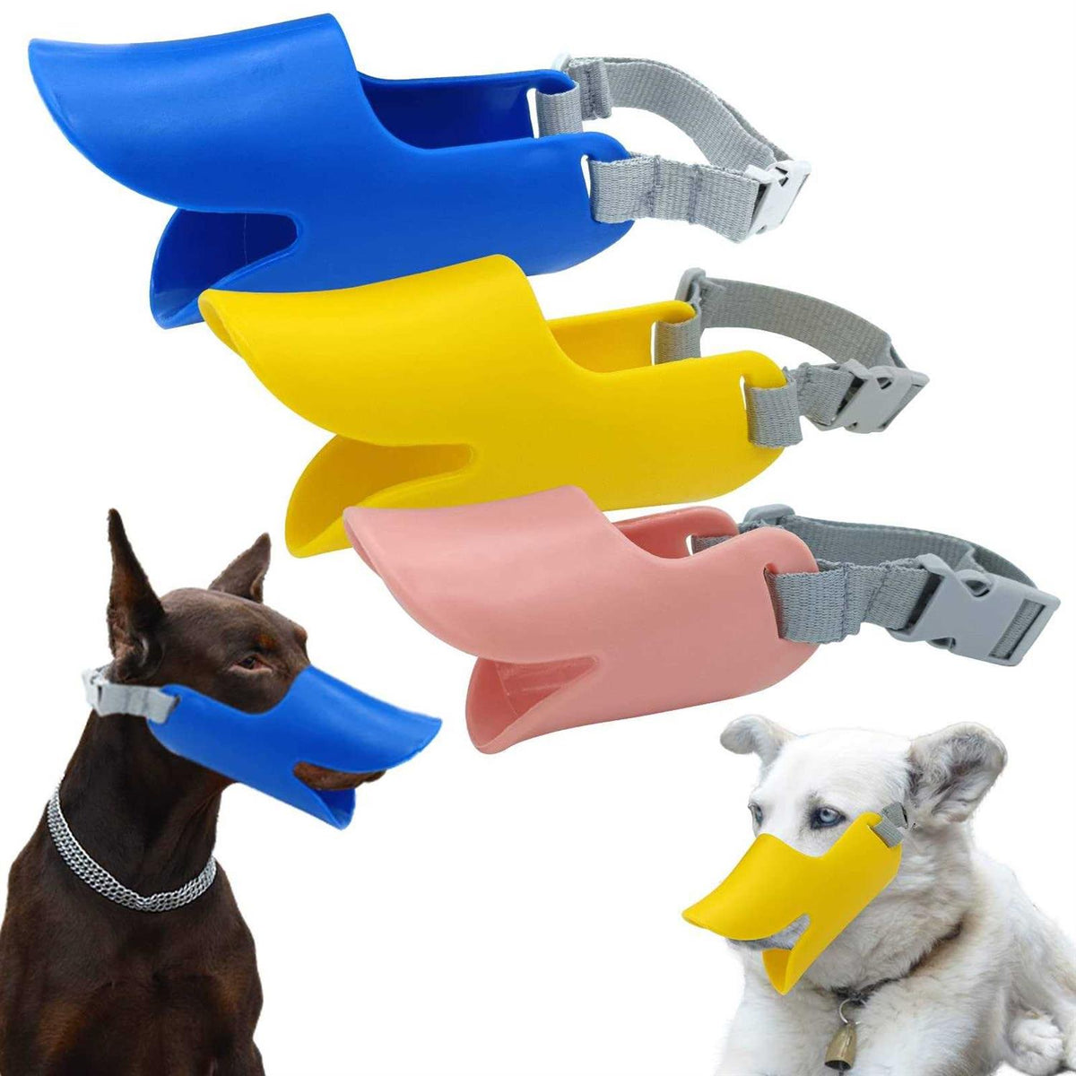 3pcs Silicone Dog Muzzle Anti Barking Chewing Adjustable Q933647