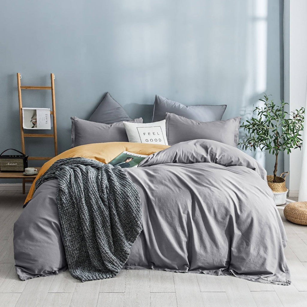 King Garment Washed Cotton Duvet Cover Set W68876